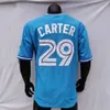 Joe Carter Jersey 1992 1993 WS Home Away Wit Grijs Groen Blauw Rode Knoop Pullover All Stitched