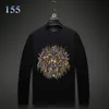 Brilliant Rhinestone Long Sleeves Tops Men T-shirt Crew Neck Streetwear Tee Slim Fit Casual Bottoming Shirts for Autumn