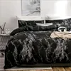 Drottning King Bedding Duvet Cover Set Marble Tryckt 3 Piece Microfiber Down Commanter Quilt Cover med dragkedja Stäng Bästa moderna stil