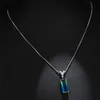 Cute Female Blue Green Rainbow Stone Necklace Square Gemoetric Pendant Necklace Rose Gold Color Wedding Necklaces For Women2044