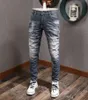 Fade Jeans elasticizzati vintage strappati gamba slim fit da uomo