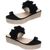 Moda Donna Fiori Decor Sandali Toe Loop Infradito Pantofole Scarpe con plateau Sandali casual da spiaggia Scarpe con plateau1