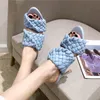 2020 роскошные женщины на высоких каблуках скользит мулы летние высококачественные плетения открытые конфеты синие фиолетовые каблуки тапочки плюс обувь