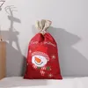 Christmas Burlap Bag S/L Linen Santa Snowman Print Gift Bag Merry Christmas Burlap Gift Storage Sack