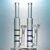10 Inch Straight Tube Glass Bongs With Three comb Perculators Water Pipe 14mm Female Joint 10XX