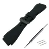 24 x 34 mm Bandle de montres en cuir en caoutchouc noir pour cloche pour ross BR01 et BR03 DIY Remplacer la boucle noire 6414332