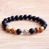 MG0785, nuevo diseño, pulsera con dije de tortuga, pulsera de jaspes con imagen Natural, pulsera Mala con cuentas de ónix negro mate