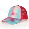 Tye Die Criss Cross Ponytail Baseball Cap Outdoor Sports Unisex Sun Hat Trucker調整可能な夏の帽子ljjo83064013770