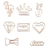 Creative Metal Paper Clips Rose Gold Crown Flamingo Paper Clips Bookmark Memo Planner Clips School Office Stationery Supplies Epacket Free