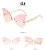 Butterfly Sunglasses Milan Fashion Show Theme Rimless Hollowing Out Temples Funny Sun Glasses Women