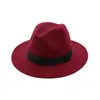 Elegante Oranje Wol Fedora Hoed Voor Vrouwen Herfst Vintage Trilby Caps Brede Rand Jazz Kerk Panama Mannen Vilten Bolhoeden Yy18111 Y1908760186