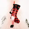 Buffalo Plaid Christmas Strumpor Svenska Santa Gnome Xmas Sock Eldstad Hängande dekorationer Kids Presentväska JK2008XB