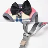 Psy Uprzączki Pet Puppy Pet Kamizelka Lead Leash Dog Cat Uprząż Z Leash Bowknot Plaid Regulowany Kamizelka Oddychająca Odzież Mesh BH1542 TQQ