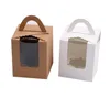 Einzelne Cupcake-Boxen mit durchsichtigem Fenstergriff, tragbare Macaron-Box, Mousse-Kuchen, Snack-Boxen, Papier-Paket-Box, Geburtstagsparty-Versorgung
