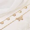 Boho podwójna warstwa naszyjnik ładny motyl Choker Naszyjnik dla kobiet Gold Color Clavicle łańcucha Moda żeński Chocker Jewelry Nowy