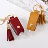 Hand Sanitizer Bottle Cover Pu Leather Tassel Keychain Portable Key Ring Storage Påsar Hemlagringsorganisation WB2727