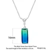 Cute Female Blue Green Rainbow Stone Necklace Square Gemoetric Pendant Necklace Rose Gold Color Wedding Necklaces For Women2044