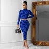 Women's Two Piece Dress Suit Leopard Blouses Hoodies Crop Tops + Skinny Skirt Bodycon Dresses Outfits Fashion Party Bar Clothing Suit LY811