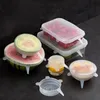 Altro Bakeware 6PCS Coperchi elasticizzati in silicone Universal Silicone Food Wrap Bowl Pot LidSilicone Cover Pan Cooking Accessori da cucina