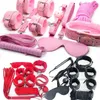 7in1 kit Bondage set for foreplay sex games red fur handcuffs blindfold handcuffs ankle cuff collar Leather whip ball gag 5meter9417477