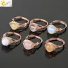 CSJA Round Bead Natural Stones Ring Rose Gold Color Wire Wrap Handgjorda kreativa fingerringar för kvinnlig modeläkning Crystal JE4778543