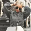 FREE OSTRICH Winter Sweater For Women Beaded Turtleneck Pullover Top Female Fashion Outwear Clothing Loose Knitted Sweater