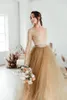 Champagne Gold Wedding Dresses with Long Sleeve Lace Tutu Long Sleeve Gothic Country Beach Wedding Gown abiti da sposa
