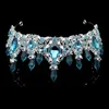 Fashion Beauty Sky Blue Crystal Wedding Crown And Tiara Large Rhinestone Queen Pageant Crowns Headband For Bride Hair Accessory Y22698