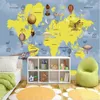 Milofi personnalisé 3D papier peint mural enfants dessin animé carte du monde fond mur grand papier peint mural