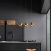 Golden Vintage Bedside Copper LED Small Pendant Lights Modern Minimalist Cofe Bar Clothing Store Smoke Gray Glass Hanging Lamps