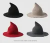 Модная вязаная шляпа ведьмы Хэллоуин шпиль шляпы с большими полями детская вязаная шапка рыбака A41122819925