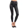 Wholesale-Free shipping Fashion Sexy Shiny Metallic High Waist Black Stretchy Leather Leggings/Pants