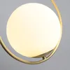 Ins Style Simple Full Copper LED Pendant Lights Frosted Glass Ball Lampshade Nordic Simple Hotel Bedroom Restaurant Hoop Decor Pendant Lamp