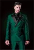 Двойной Брестед Groomsmen Пик черный отворот Groom Tuxedos Темно-зеленый Мужские костюмы Свадебные / Пром / Dinner Best Man Blazer (куртка + штаны + Tie) K539