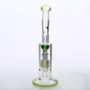 28cm Bol Joint Taille 14.4mm Narguilés Fluorescent Verre Vert Bongs deux fonctions Dab Rigs Pneu Perc Bras Arbre Dab Rigs Fumer bong