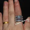 VECALON Fine Jewelry Princess Cut 20ct Cz ​​Diamond Engagement Anello da sposa set per donne Ringele di dito piene d'oro bianco 14kt 9605602