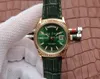 36mm Herren Uhren Grüne silber weiß Automatisch ETA 2836 MOVIEBE