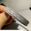 Sparkling Ny ankomst Lyxsmycken 925 Sterling Silver Fill Pave White Sapphire Cz Diamond Women Wedding Bangle Finger Armband 8502918