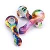 Water pipe Full color Silicone pipes Travel Tobacco Pipes Spoon Cigarette Tubes Glass Bong Dry Herb Accessories Smoking Pipe for Dry Herb Portable unbreakable