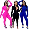 Les femmes Tenues sexy col V barboteuses Manches longues pour femmes Combinaions automne Zipper maigre Jumpsuit Femme Salopette Romper 050818