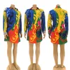 New Fashion Women Shirt Dress Long Sleeve Vestidos Designer Dresses Colorful Painted One Piece Wholesale Clothing