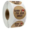 Papier Kraft merci pour votre commande étiquettes adhésives autocollantes bricolage décoration de sac cadeau de noël 500 pièces 1 pouce