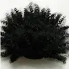 Afro Puff Cordon Queue De Cheval Court Crépus Bouclés Fluffy Afro Bun Wrap Autour avec 2 Clips Couleur noire Cheveux Puff postiche humaine pour b