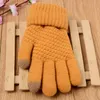 Imitation Cashmere Knitted Mittens Women Jacquard Touch Screen Warm Fashion Winter Fingers Gloves 5 Colors Wholesale