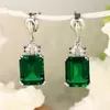 Bague Ringen Geometry Gemstone Earrings for Women Elegant Gorgeous Ear drops Rectangular Emerald Silver 925 Jewelry Anniversary1803038