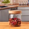 Wood Lid Glass Kitchen Storage Bottles Jars Airtight Canister Container Grains Coffee Beans Grains Candy Jar Boxes272j