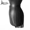 2019 Long Tassel Boho Fringe Wide Belt Dams Läder Black Belt Women Gothic Corset Midje Dambälten Tillbehör1845531