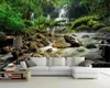 3D-Landschaftstapete, schöne 3D-Wasserfall-Grün-Landschaft, Hintergrundwand, romantische Landschaft, dekorative 3D-Wandtapete aus Seide