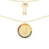 Ciondolo con lettera in cristallo color arcobaleno, collana con alfabeto iniziale, moda, oro, regolabile, con strass, pendenti con ciondoli, accessori da donna