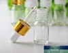 960 stks / partij Mini Sample Injectieflesjes Lege 5 ml glazen druppelaarflessen met gouden dop voor essentiële oliën E Liquide